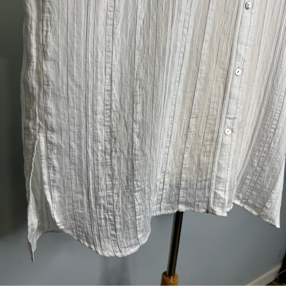Vince White Sheer Textured Stripe Buttoned Boxy Shirt Top Size XXL NWOT! - Picture 6 of 13